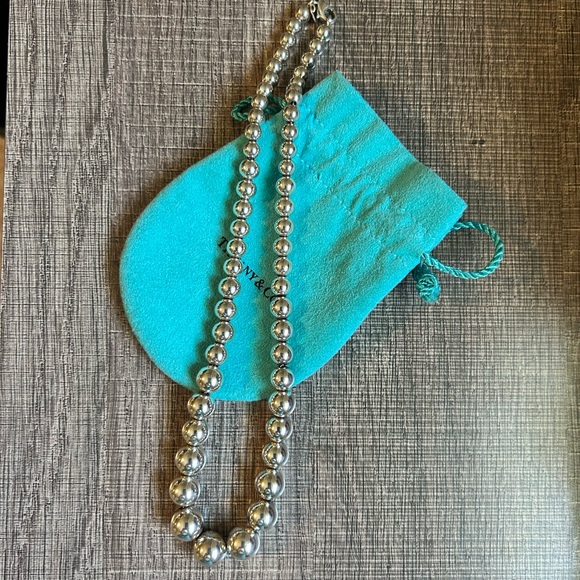 Tiffany & Co. Silver Necklace graduated silver beads 16”